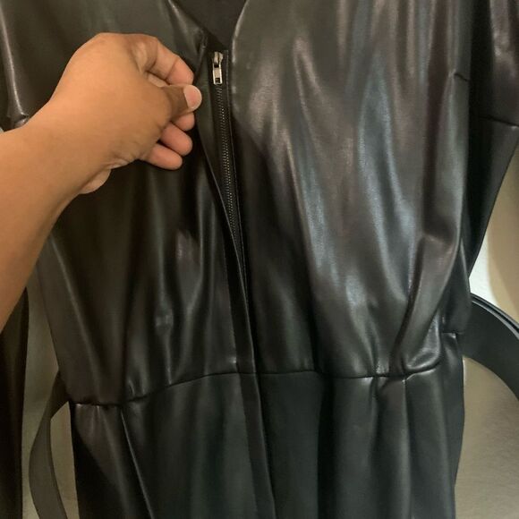 Eloquii Faux Leather Jumpsuit Size 14 Black - Picture 10 of 12